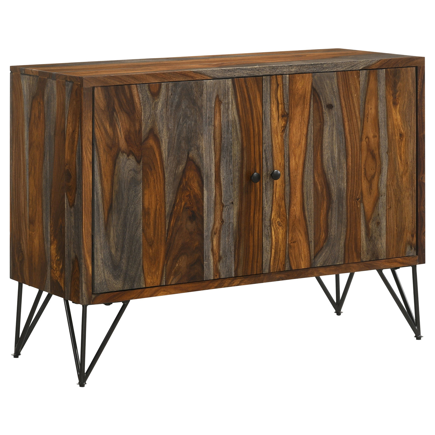 Gabinete auxiliar de almacenamiento de madera de sheesham de dos puertas Macon, gris