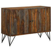 Gabinete auxiliar de almacenamiento de madera de sheesham de dos puertas Macon, gris