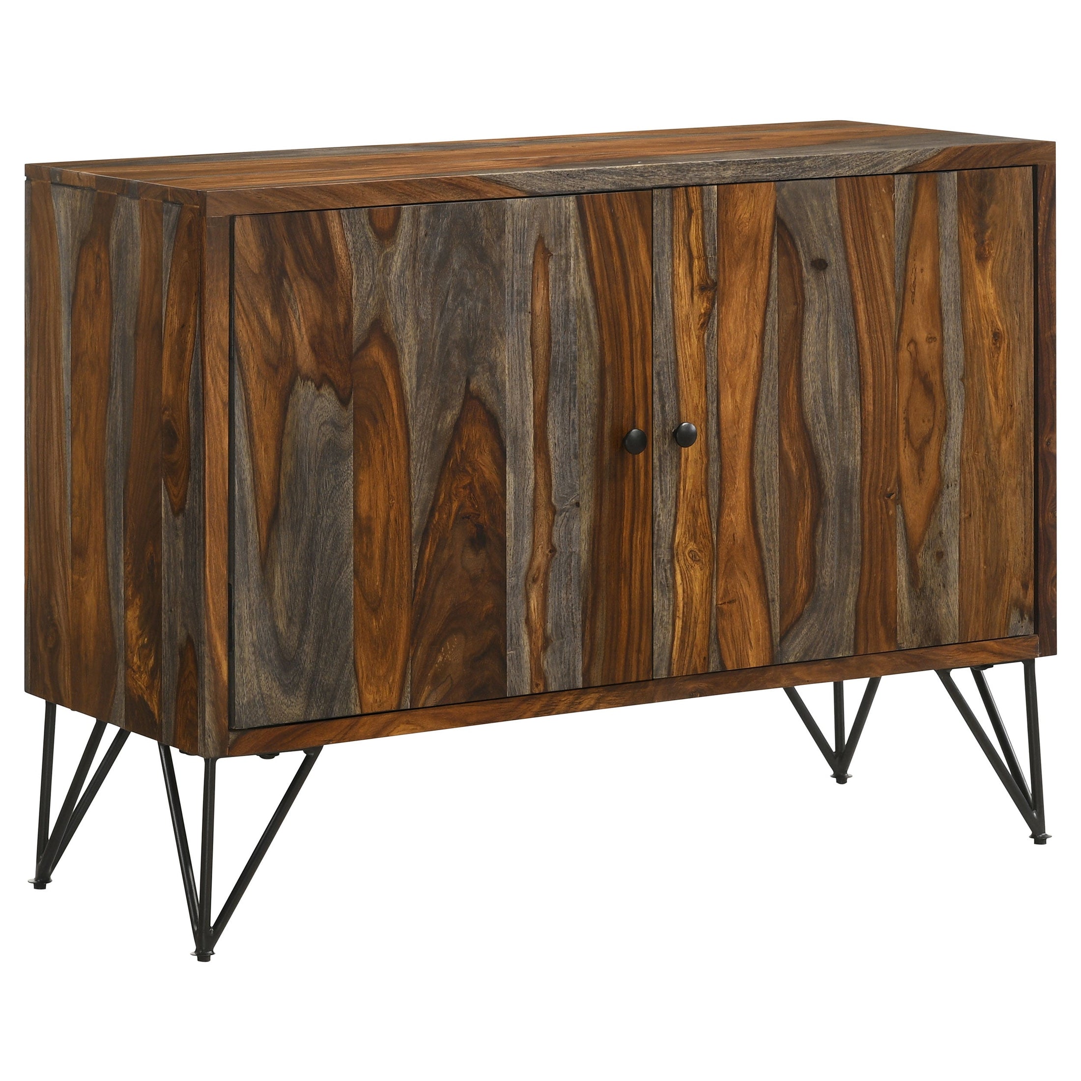 Gabinete auxiliar de almacenamiento de madera de sheesham de dos puertas Macon, gris