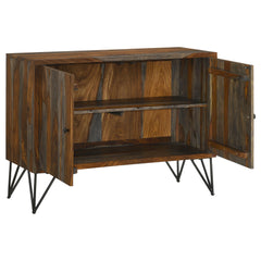 Gabinete auxiliar de almacenamiento de madera de sheesham de dos puertas Macon, gris