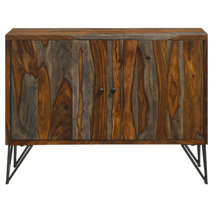 Gabinete auxiliar de almacenamiento de madera de sheesham de dos puertas Macon, gris