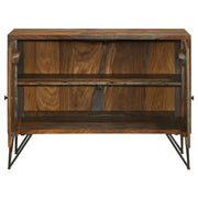 Gabinete auxiliar de almacenamiento de madera de sheesham de dos puertas Macon, gris