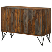 Gabinete auxiliar de almacenamiento de madera de sheesham de dos puertas Macon, gris