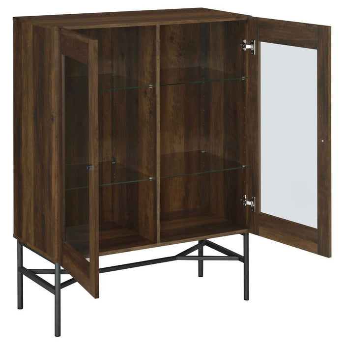 Gabinete decorativo Bonilla de 2 puertas con estantes de vidrio