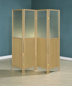 Biombo plegable Shoji de 4 paneles Mattison, color natural
