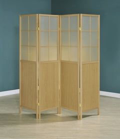 Biombo plegable Shoji de 4 paneles Edwards, color natural