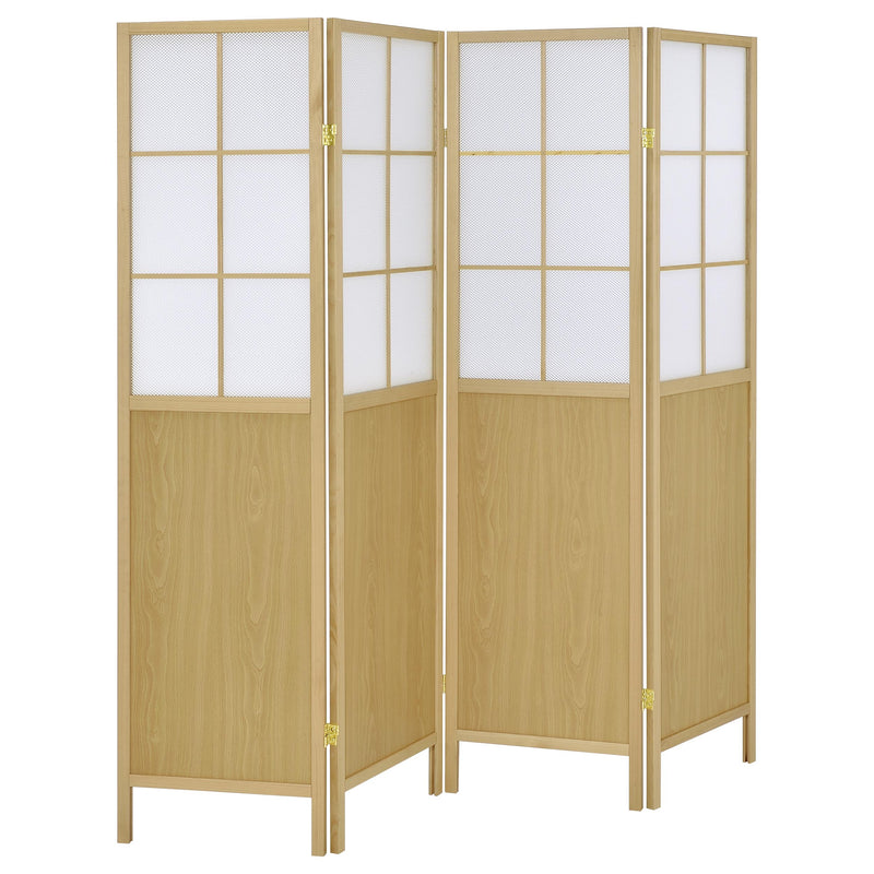 Biombo plegable Shoji de 4 paneles Edwards, color natural