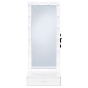 Spector 1-drawer Lighted Full-Length Floor Mirror White High Gloss