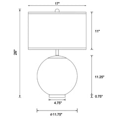 Lámpara de mesa Kenny de 27 pulgadas con pantalla de tambor de vidrio transparente, de latón