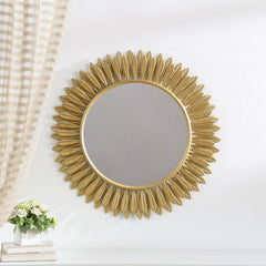 Espejo de pared Toscana Sunburst dorado de 35 x 35 pulgadas