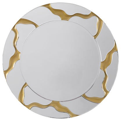 Espejo de pared redondo estilo Kintsugi Dorinda de 36 x 36 pulgadas, dorado
