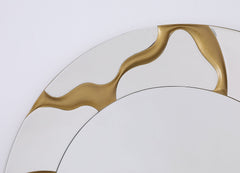 Espejo de pared redondo estilo Kintsugi Dorinda de 36 x 36 pulgadas, dorado