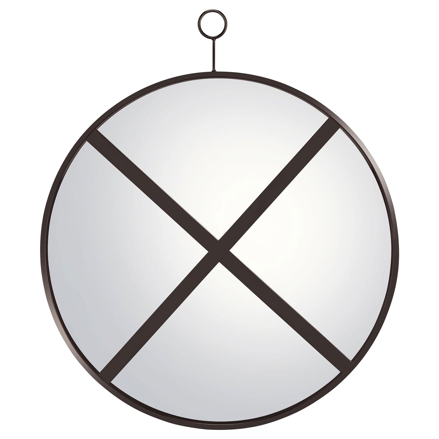 Espejo de pared redondo Gwyneth de 30 x 35 pulgadas en níquel negro