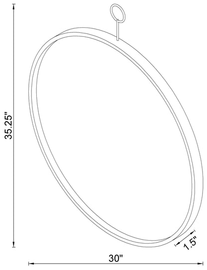 Espejo de pared redondo Gwyneth de 30 x 35 pulgadas en níquel negro