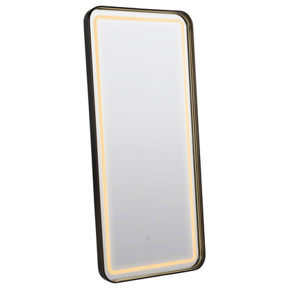 Glendora LED Standing Mirror with Bluetooth Speaker Black