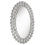 Espejo de pared ovalado Colleen de 31 x 47 pulgadas con flores de cristal plateadas
