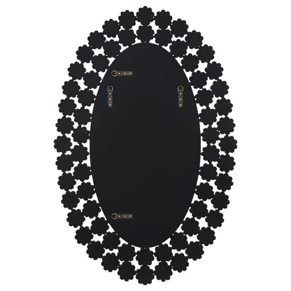 Espejo de pared ovalado Colleen de 31 x 47 pulgadas con flores de cristal plateadas