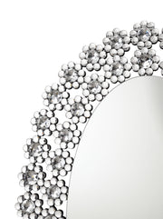 Espejo de pared ovalado Colleen de 31 x 47 pulgadas con flores de cristal plateadas