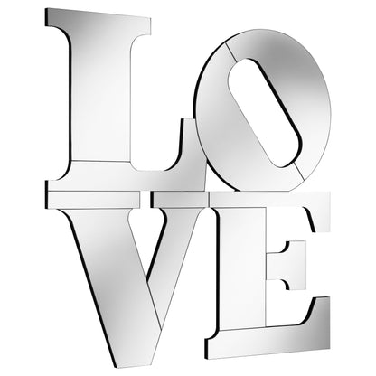 Espejo de pared Keiran de 40 x 40 pulgadas con letras LOVE, plateado