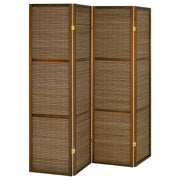 Biombo plegable Browning de 4 paneles de bambú en color nogal