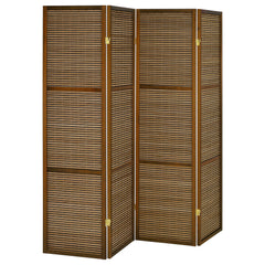 Biombo plegable Browning de 4 paneles de bambú en color nogal