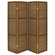Biombo plegable Browning de 4 paneles de bambú en color nogal