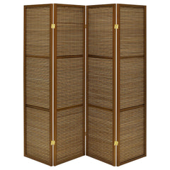 Biombo plegable Browning de 4 paneles de bambú en color nogal