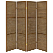 Biombo plegable Browning de 4 paneles de bambú en color nogal
