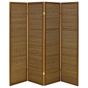 Biombo plegable Browning de 4 paneles de bambú en color nogal