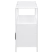 Gabinete decorativo Amherst de 3 estantes con diseño de radio y caña de metal blanco