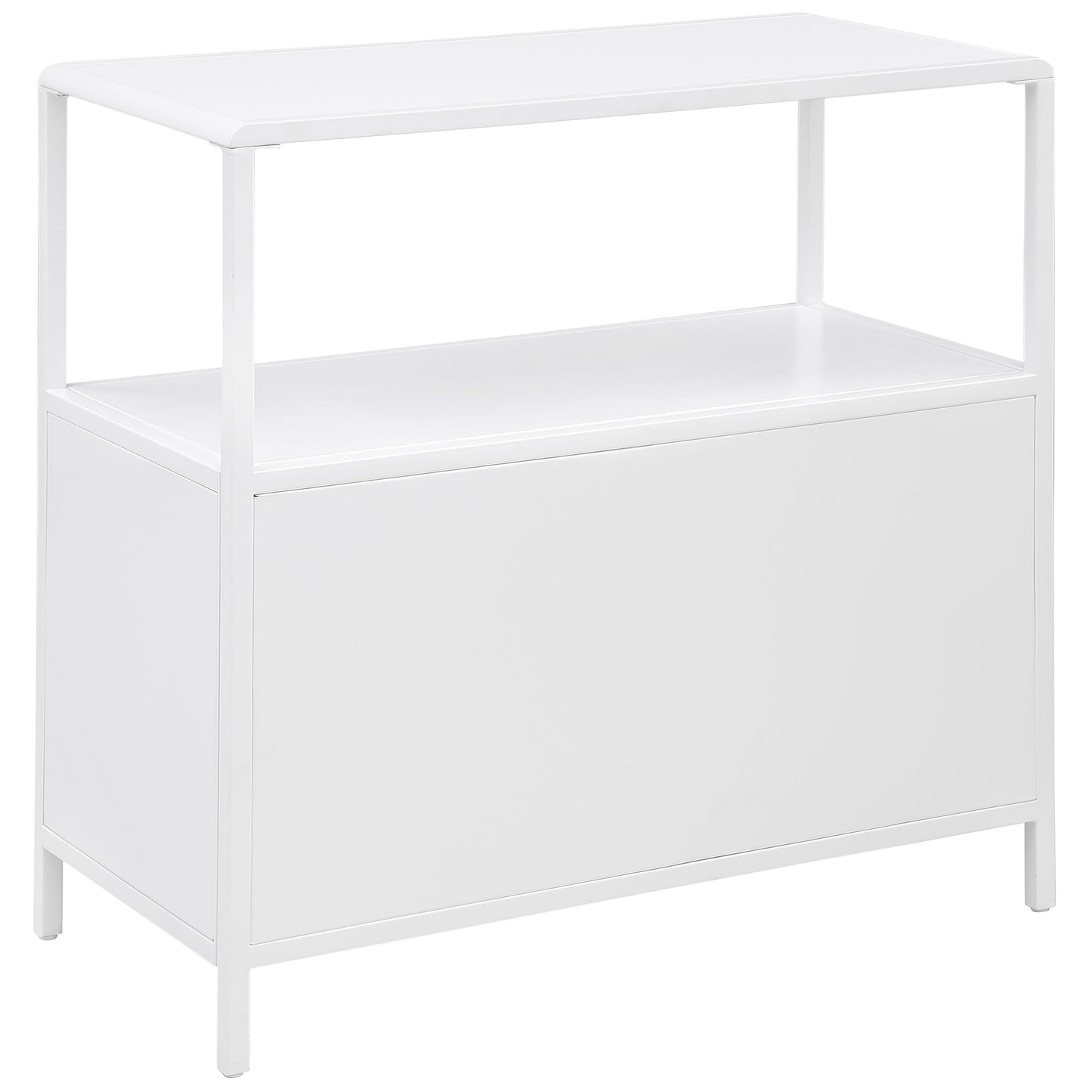 Amherst 3-shelf Radio Weave Cane Metal Accent Cabinet White