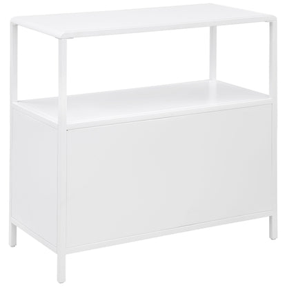 Amherst 3-shelf Radio Weave Cane Metal Accent Cabinet White