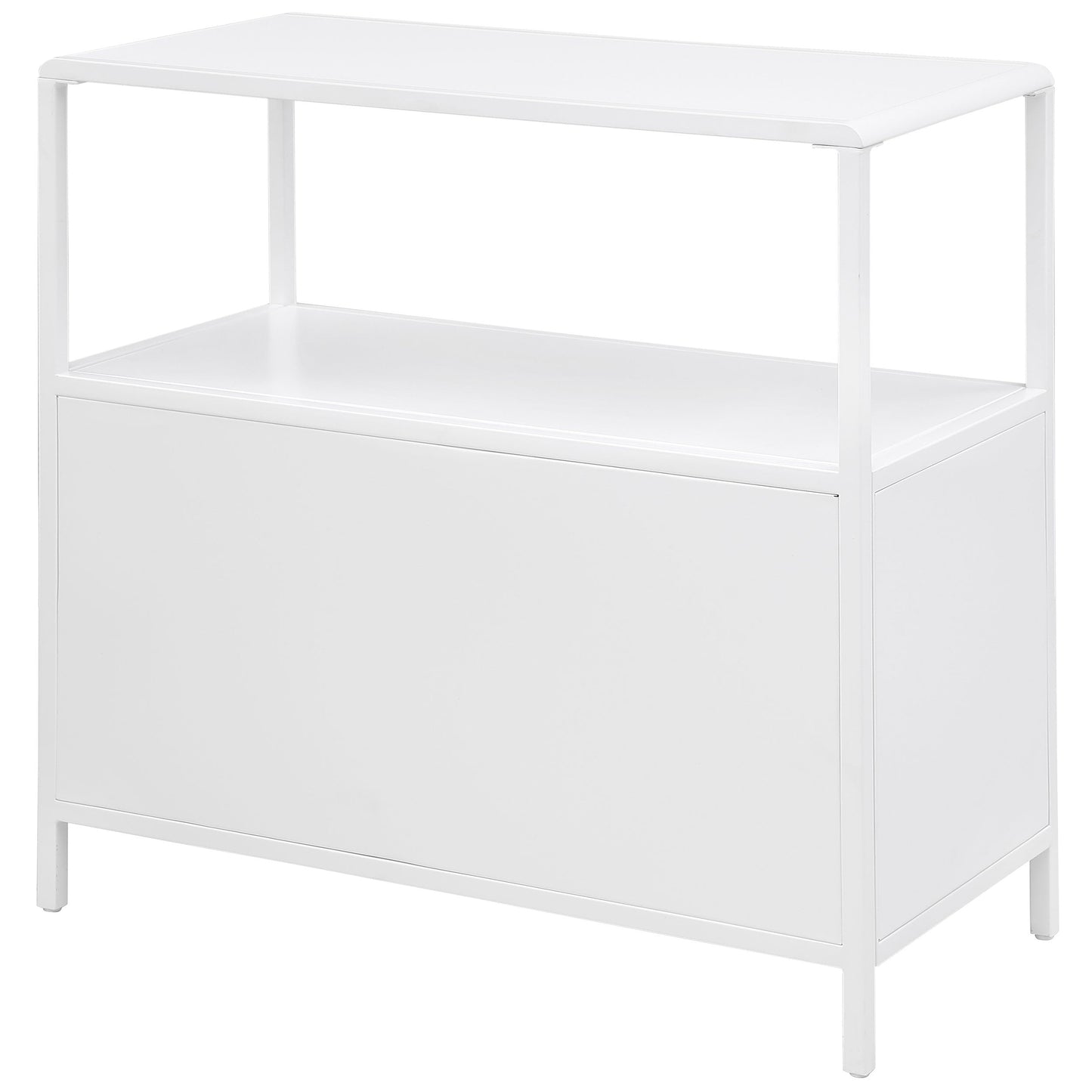 Amherst 3-shelf Radio Weave Cane Metal Accent Cabinet White