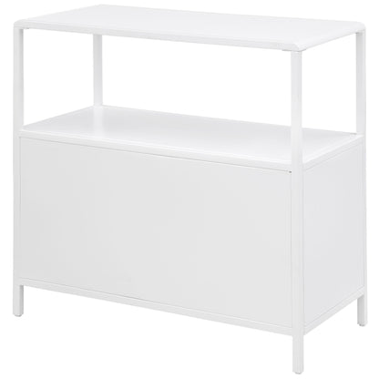 Amherst 3-shelf Radio Weave Cane Metal Accent Cabinet White