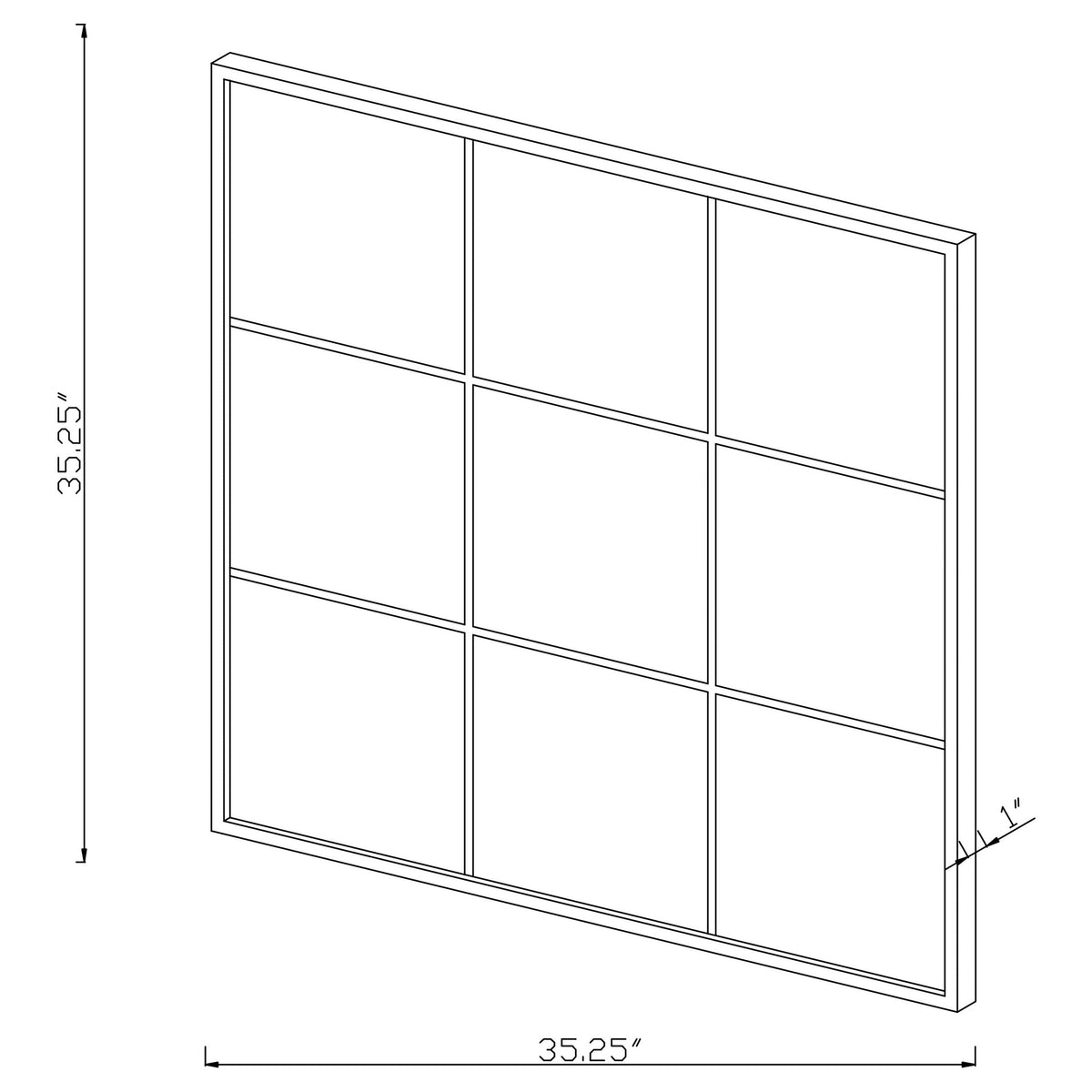 Espejo de pared con ventana cuadrada Quetzal de 35 x 35 pulgadas, color negro