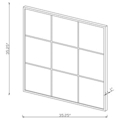 Quetzal 35 x 35 Inch Square Window Pane Wall Mirror Black
