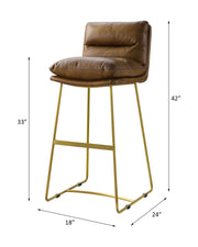Alsey 42"H Top Grain Leather Bar Chair