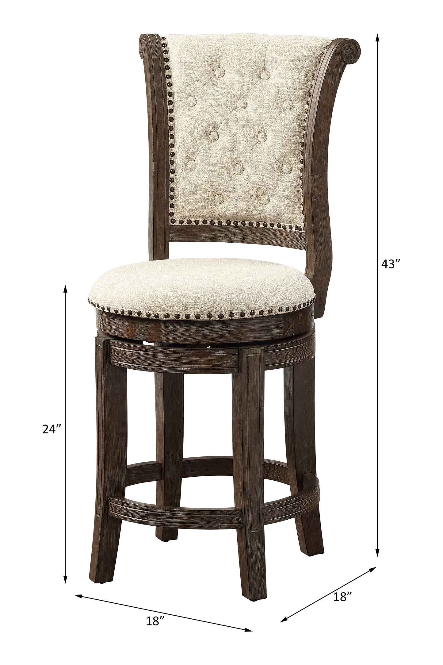 Glison 43” Upholstered Counter Chairs with Nailhead Trim