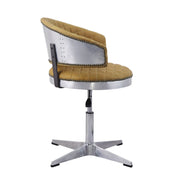 Taburete giratorio ajustable Brancaster de cuero de grano superior con capitoné