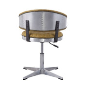 Taburete giratorio ajustable Brancaster de cuero de grano superior con capitoné
