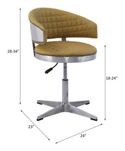 Taburete giratorio ajustable Brancaster de cuero de grano superior con capitoné