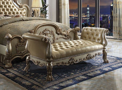Banco Dresden de 198 cm de largo con asiento y brazos capitoné con botones