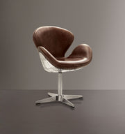 Brancaster Top Grain Leather Accent Chair with Bucket Seat