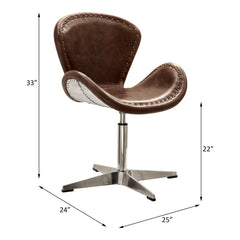 Silla decorativa Brancaster de cuero de grano superior con asiento giratorio