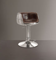 Taburete ajustable con respaldo bajo de cuero de grano superior rectangular Brancaster