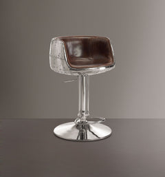 Taburete ajustable con respaldo bajo de cuero de grano superior rectangular Brancaster
