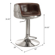 Taburete ajustable con respaldo bajo de cuero de grano superior rectangular Brancaster