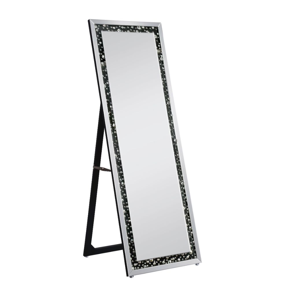 Espejo de suelo Nysa Glam con incrustaciones de cristal sintético