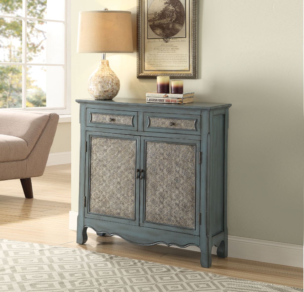 Consola rectangular Winchell de 2 cajones