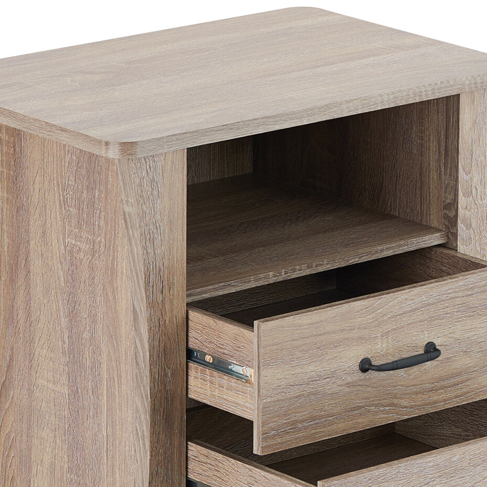 Mesa auxiliar rectangular Colt con dos cajones